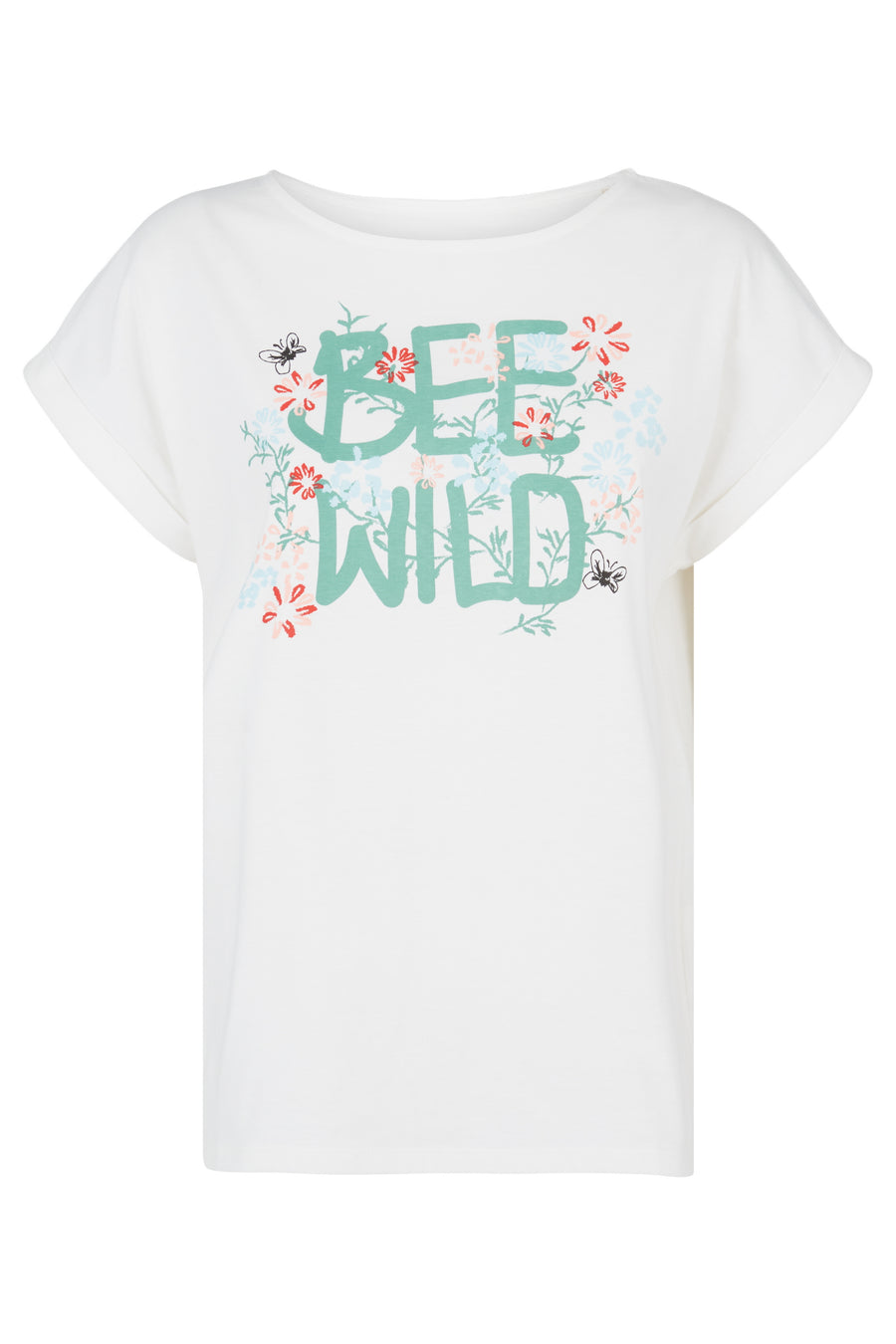 People Tree T-shirt à imprimé sauvage au commerce équitable, éthique et durable en coton certifié 100% biologique Eco White